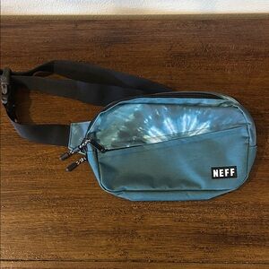 Neff Teal and Black Tie-Dye Belt Bag